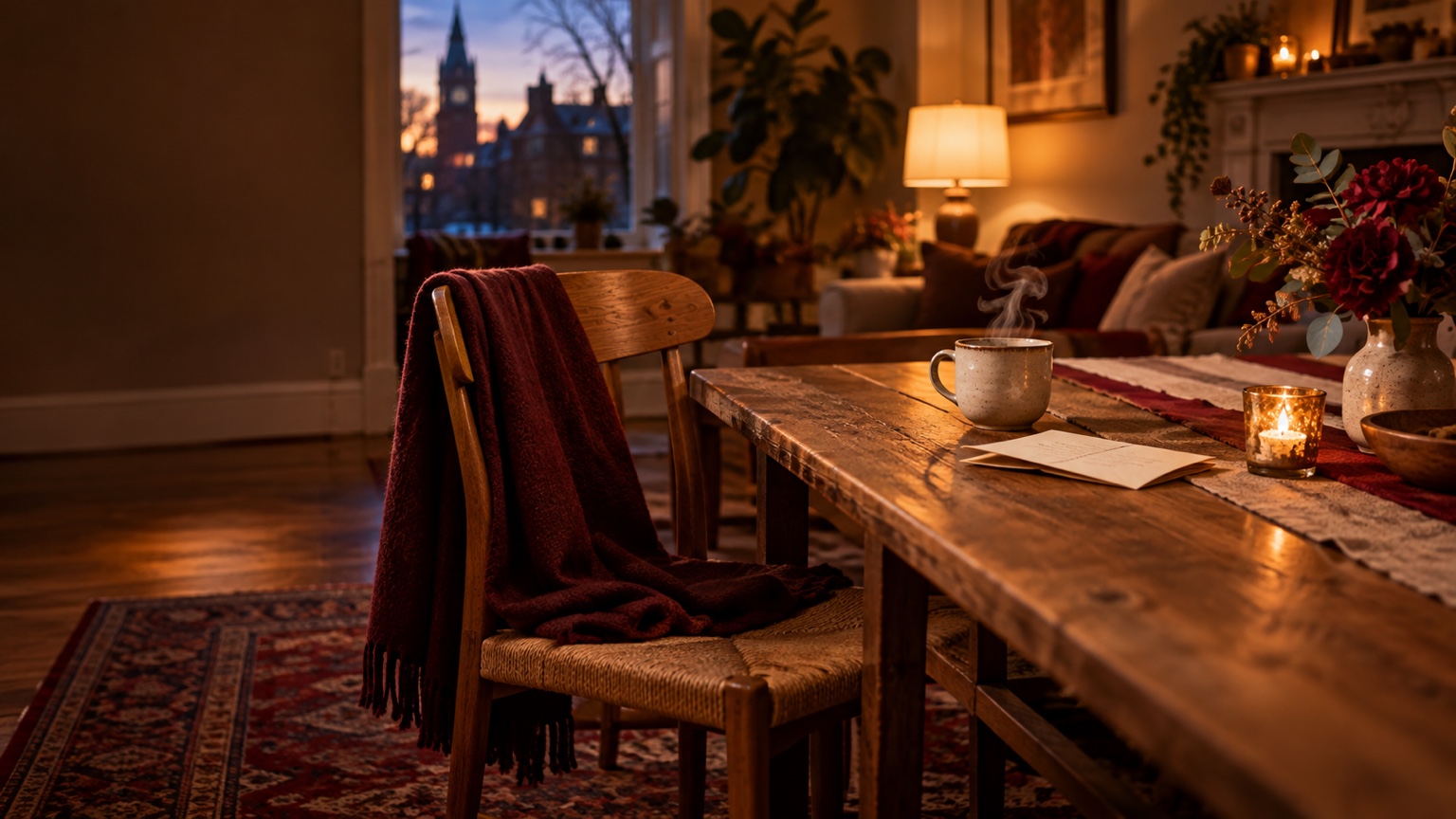 Une table chaleureuse éclairée, image de la Maison